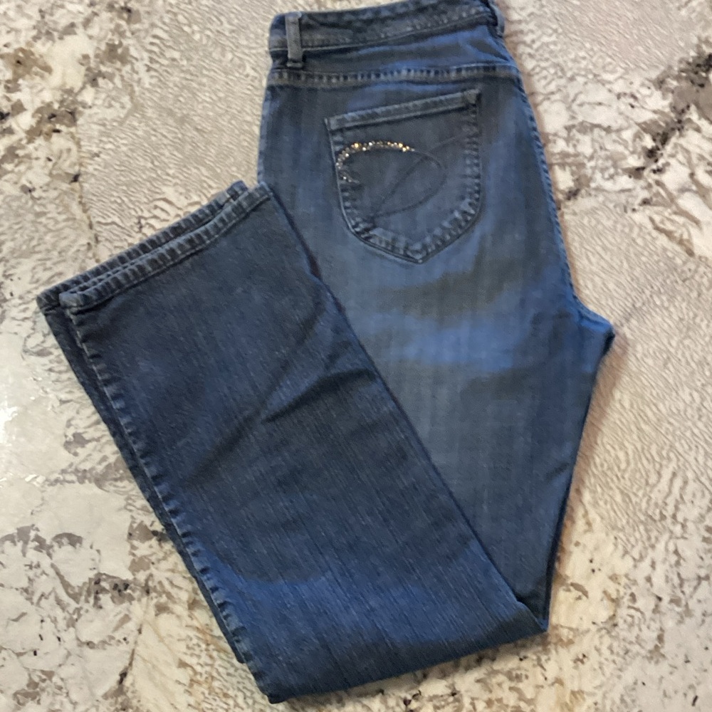 Chico’s Platinum Denim Blue Jeans Size 2 Regular (US 12) Embellished Back Pocket